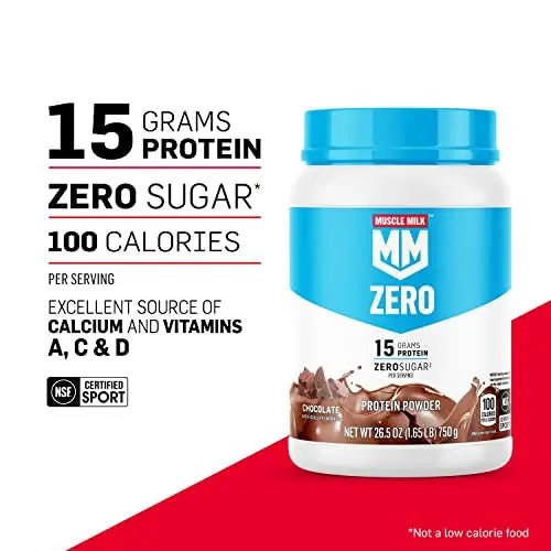 Muscle Milk ZERO, 100 Calorie Protein Powder, Chocolate, 15g Protein, 1.65 Pound - TrustMedUSA