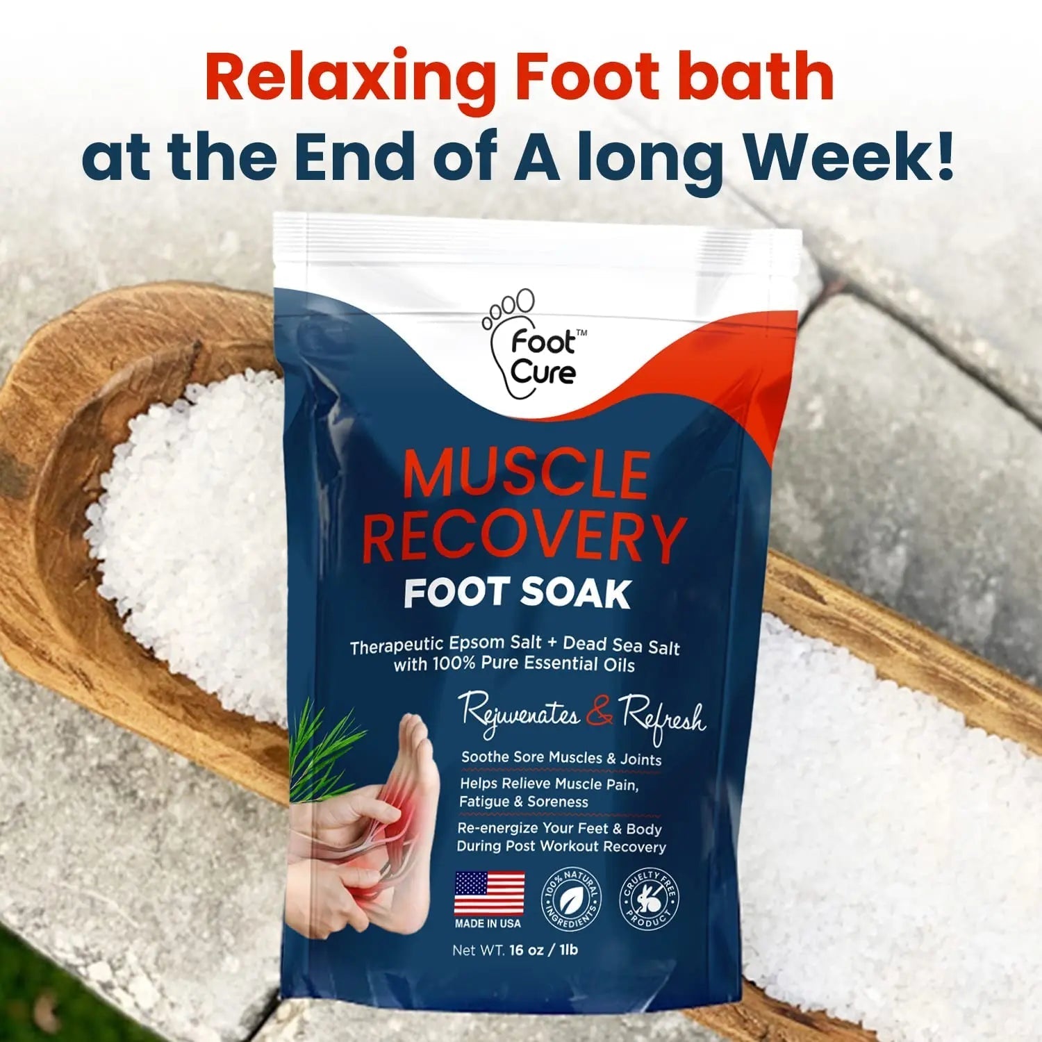 Muscle Relief Foot Soak with Epsom Salts - All Natural Salts for Post Workout Recovery - TrustMedUSA