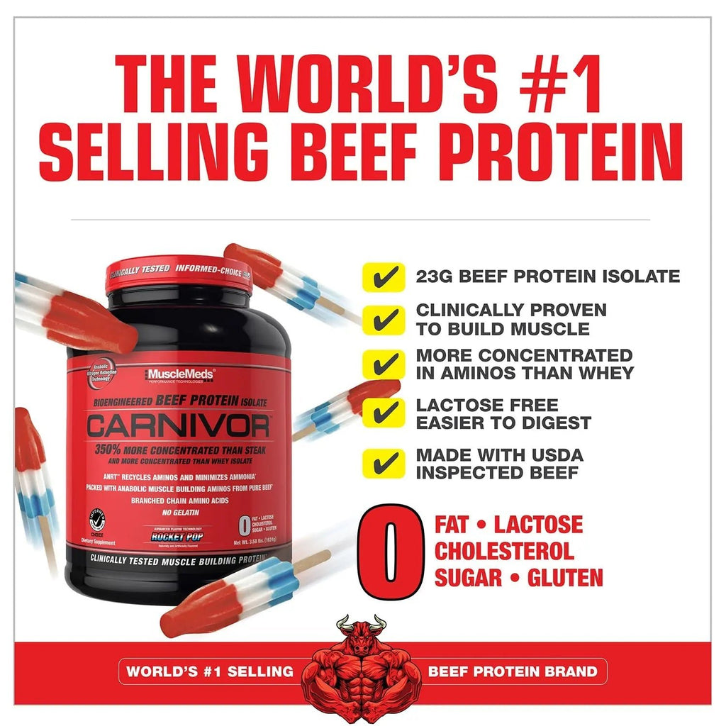MuscleMeds CARNIVOR Beef Protein Isolate Powder, Muscle Building, Recovery, Lactose - TrustMedUSA