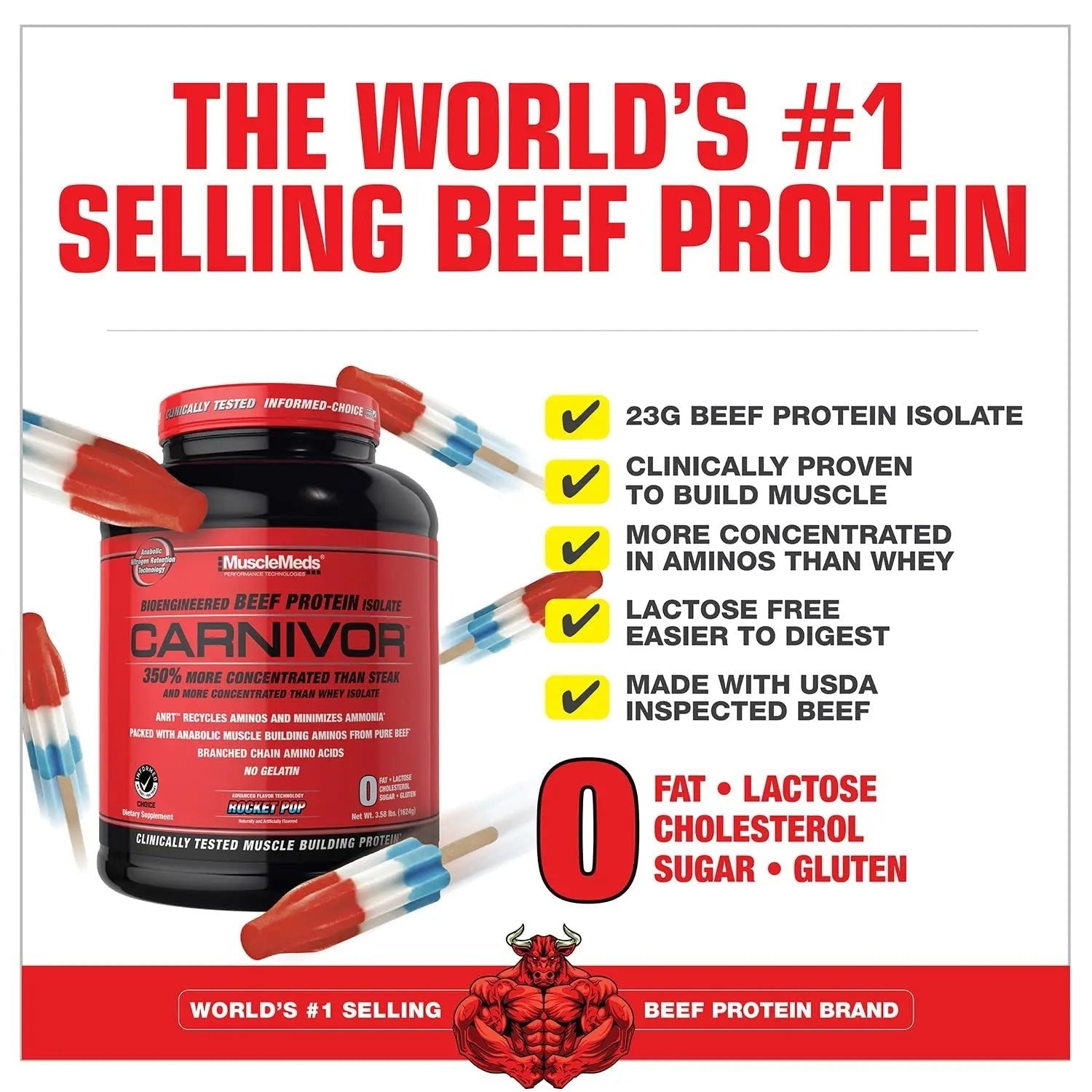 MuscleMeds CARNIVOR Beef Protein Isolate Powder, Muscle Building, Recovery, Lactose - TrustMedUSA