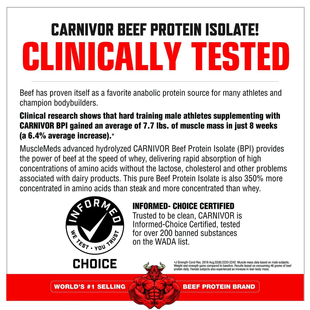 MuscleMeds CARNIVOR Beef Protein Isolate Powder, Muscle Building, Recovery, Lactose - TrustMedUSA