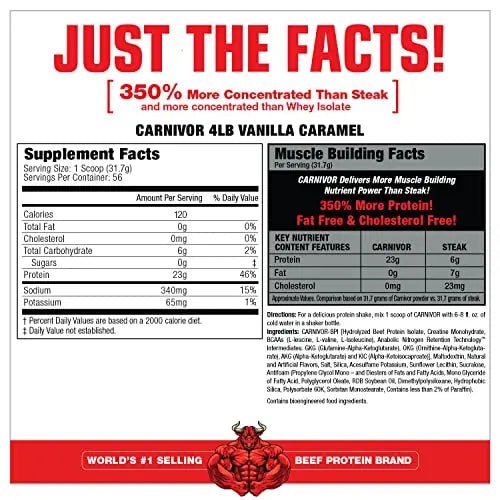 MuscleMeds Carnivor Bioengineered Beef Protein Isolate, Vanilla Caramel, 3.9 Pound - TrustMedUSA