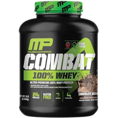 MusclePharm Combat 100% Whey, Chocolate Milk - 5 lb Protein Powder - Gluten Free - TrustMedUSA