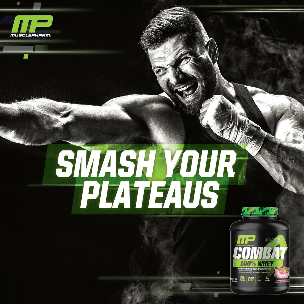 MusclePharm Combat 100% Whey Protein Powder, Strawberry Cream Flavor - TrustMedUSA