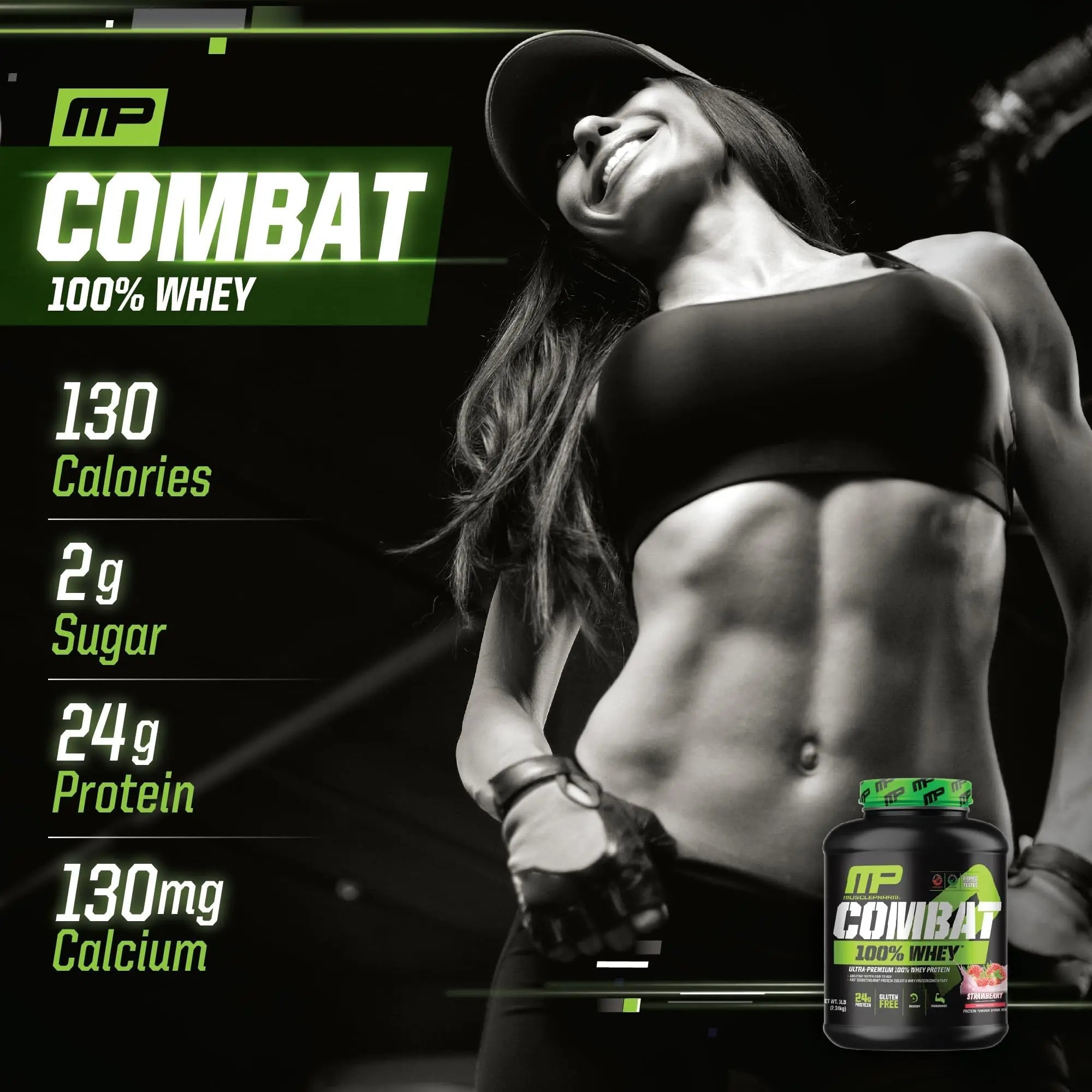 MusclePharm Combat 100% Whey Protein Powder, Strawberry Cream Flavor - TrustMedUSA