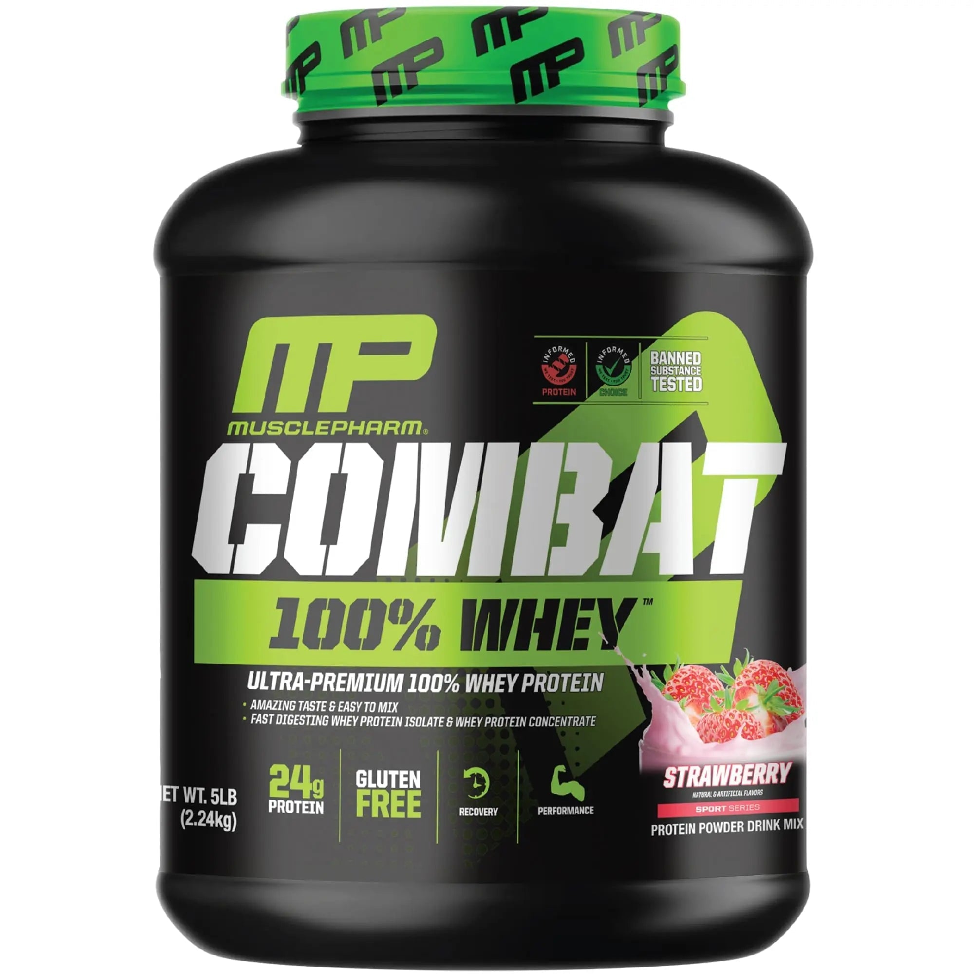 MusclePharm Combat 100% Whey Protein Powder, Strawberry Cream Flavor - TrustMedUSA