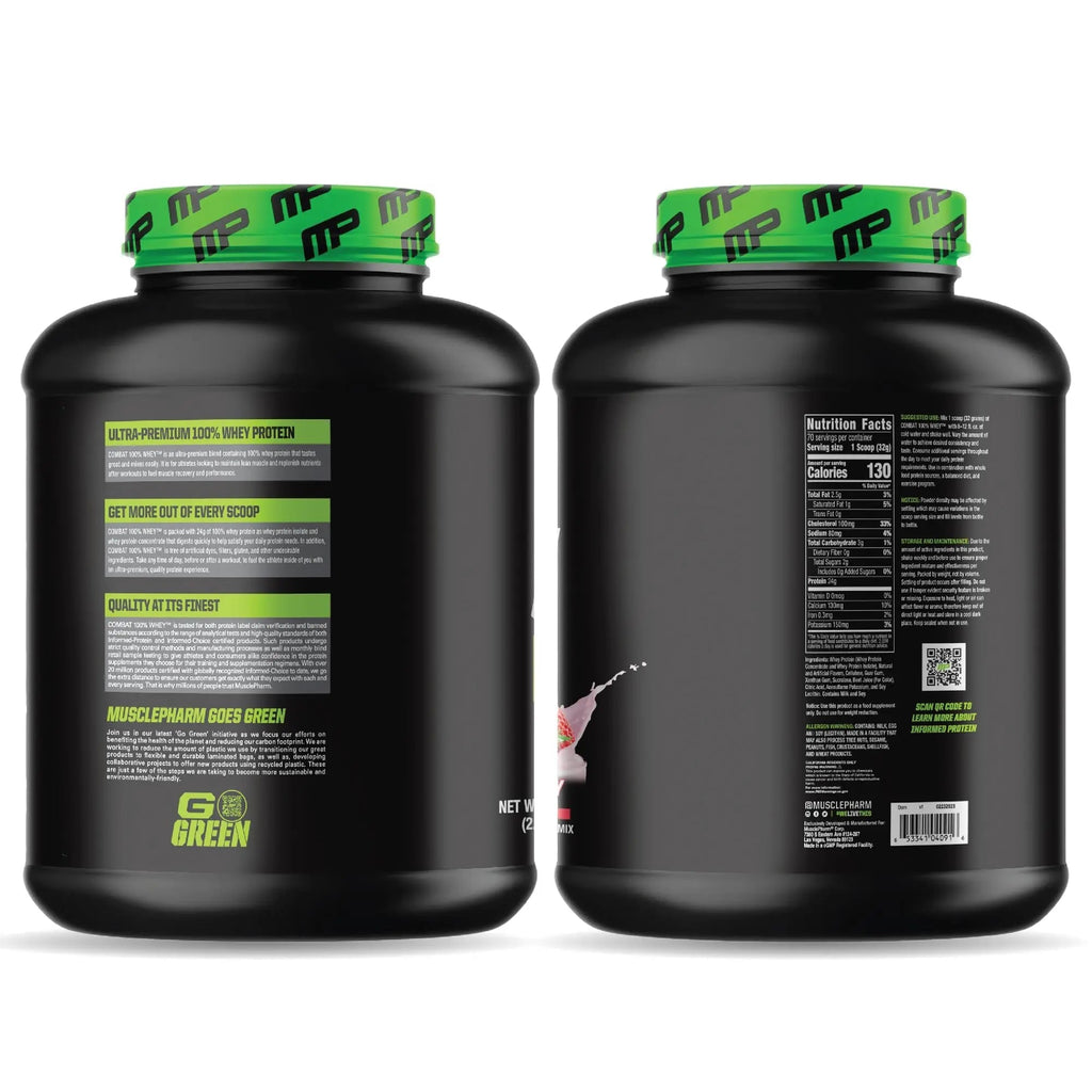 MusclePharm Combat 100% Whey Protein Powder, Strawberry Cream Flavor - TrustMedUSA