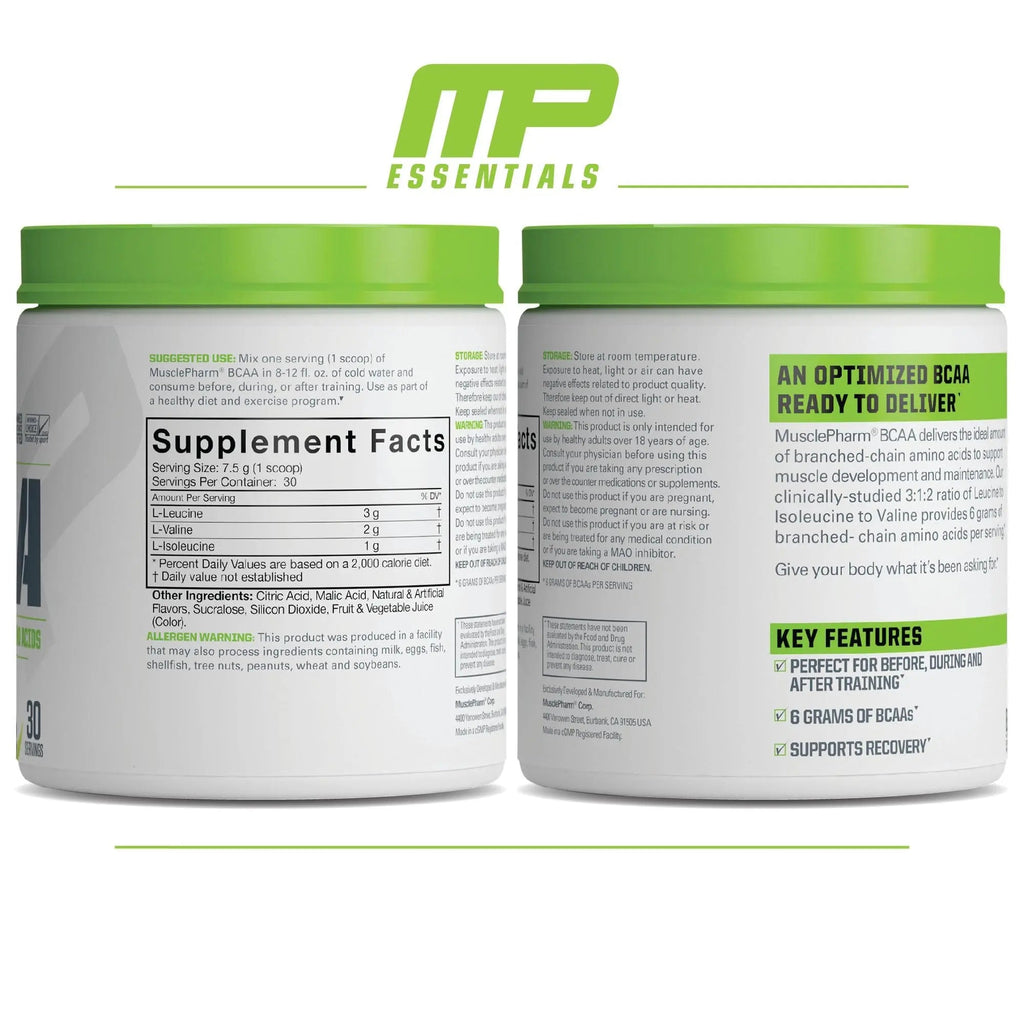 MusclePharm Essentials BCAA Powder, Pre & Post Workout Recovery Drink, Supports - TrustMedUSA