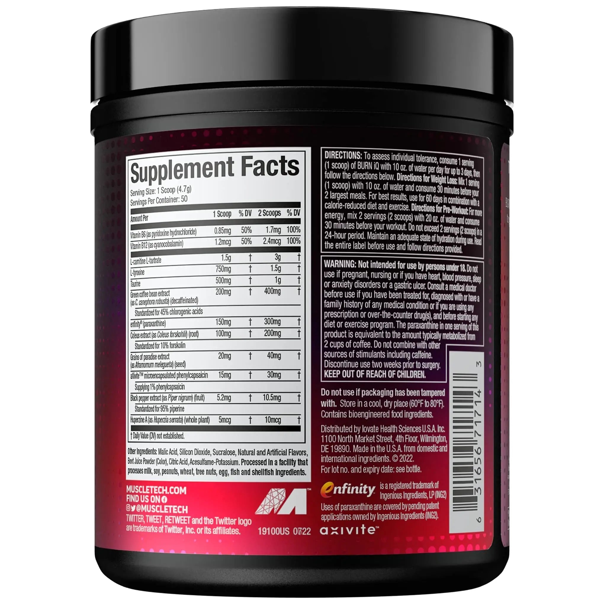 MuscleTech Burn IQ Smart Thermo Supplement Fueled with Paraxanthine Enhanced Energy - TrustMedUSA