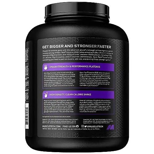 Muscletech Mass Gainer Mass-Tech Extreme 2000, Muscle Builder Whey Protein Powder - TrustMedUSA