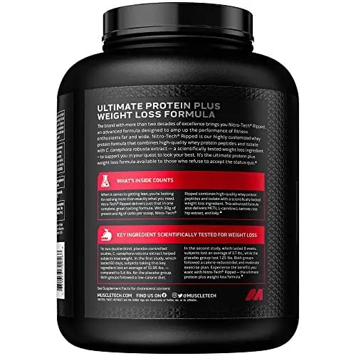 MuscleTech Nitro-Tech Ripped Lean Whey Protein Powder Whey Protein Isolate Weight - TrustMedUSA