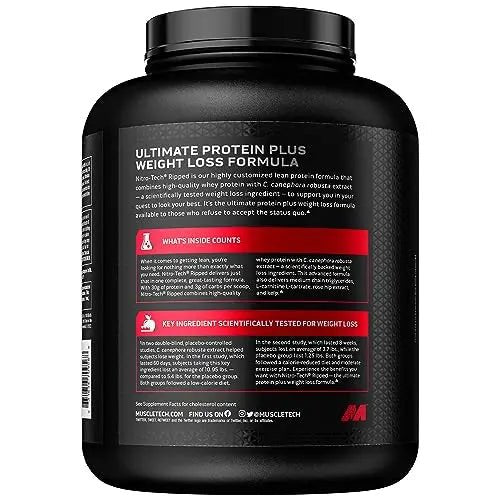 MuscleTech Nitro-Tech Ripped Lean Whey Protein Powder Whey Protein Isolate Weight - TrustMedUSA