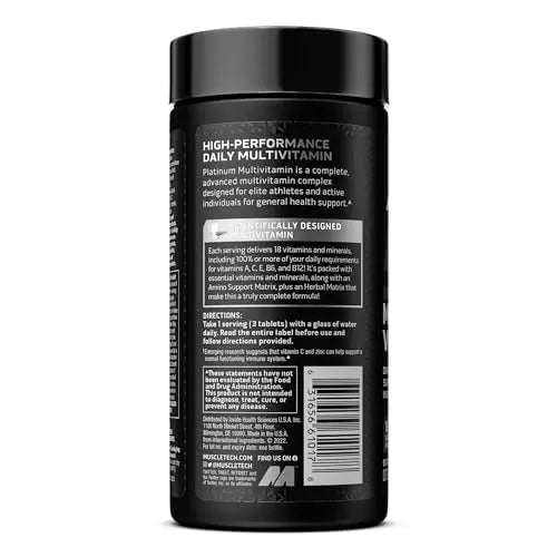 MuscleTech Platinum Multivitamin for Immune Support 18 Vitamins & Minerals Vitamins A - TrustMedUSA