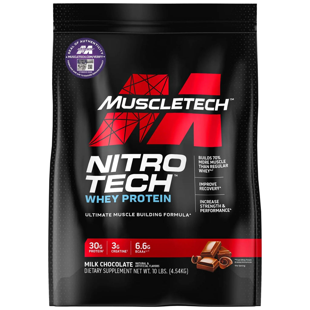 Muscletech Whey Protein Powder (Milk Chocolate, 10 Pound) - Nitro-Tech Muscle Building - TrustMedUSA