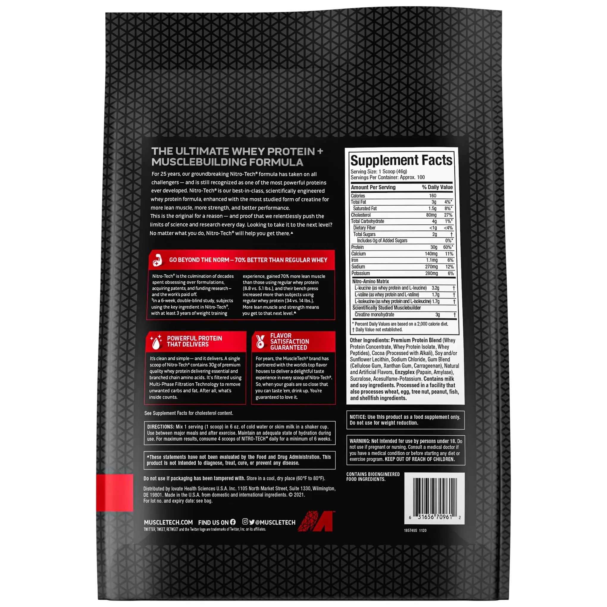 Muscletech Whey Protein Powder (Milk Chocolate, 10 Pound) - Nitro-Tech Muscle Building - TrustMedUSA