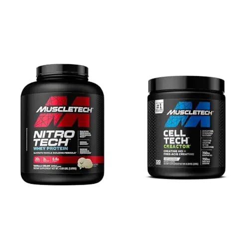 MuscleTech Whey Protein Powder Nitro-Tech | Isolate & Peptides & Cell-Tech Creactor - TrustMedUSA