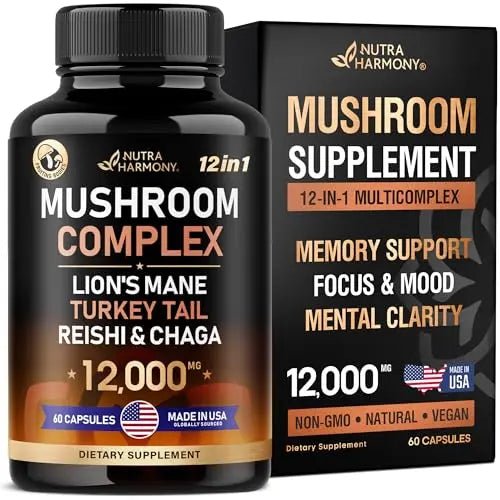 Mushroom Supplement - Organic Lion's Mane | Turkey Tail | Chaga | Cordyceps | Reishi - TrustMedUSA