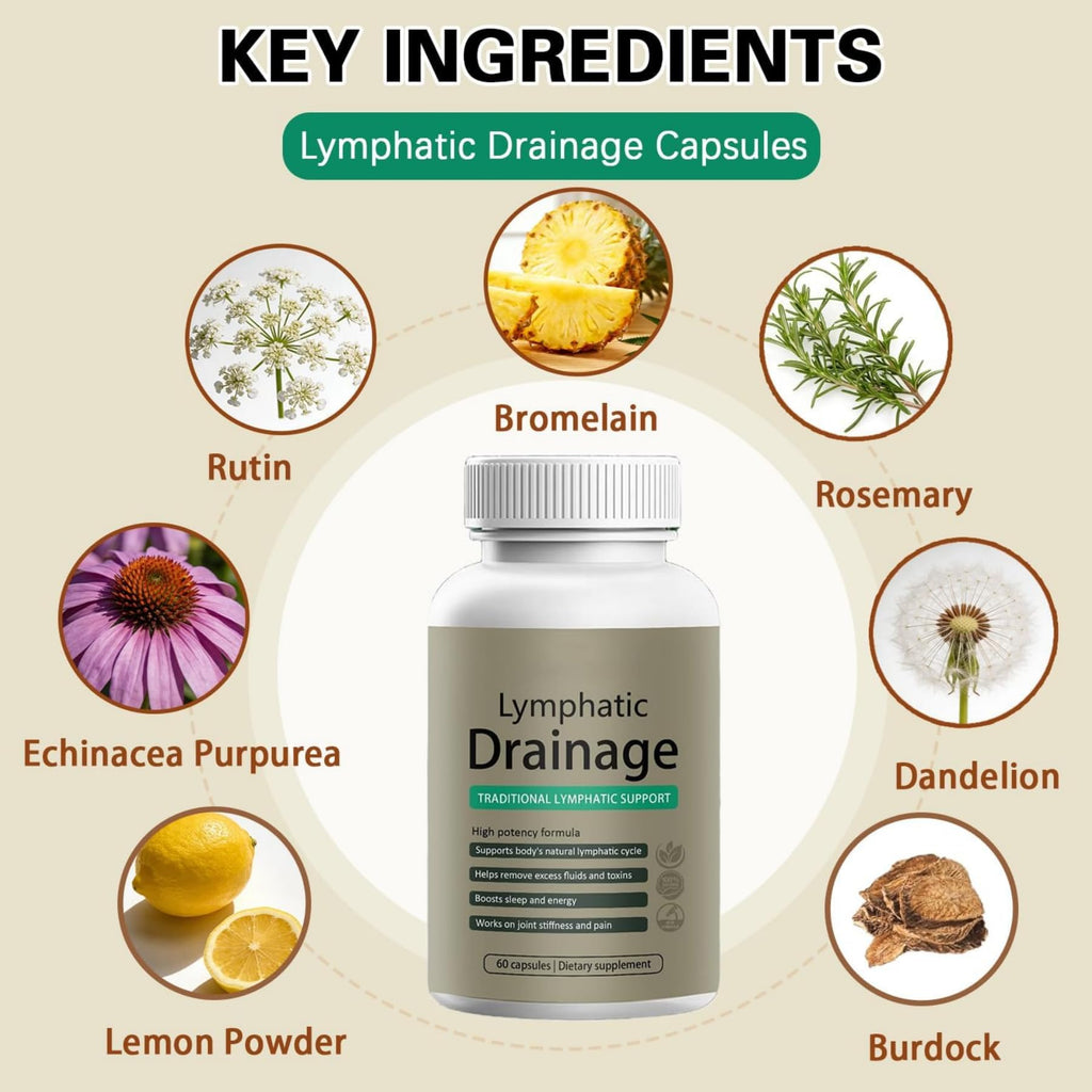 Muudee Lymphatic Drainage Capsules – Maximum Potency Formula with Dandelion & Cleavers Extract,Supports Cellulite Reduction & Lymphatic Drainage (60 Capsules) - Maple Wellness Supplements