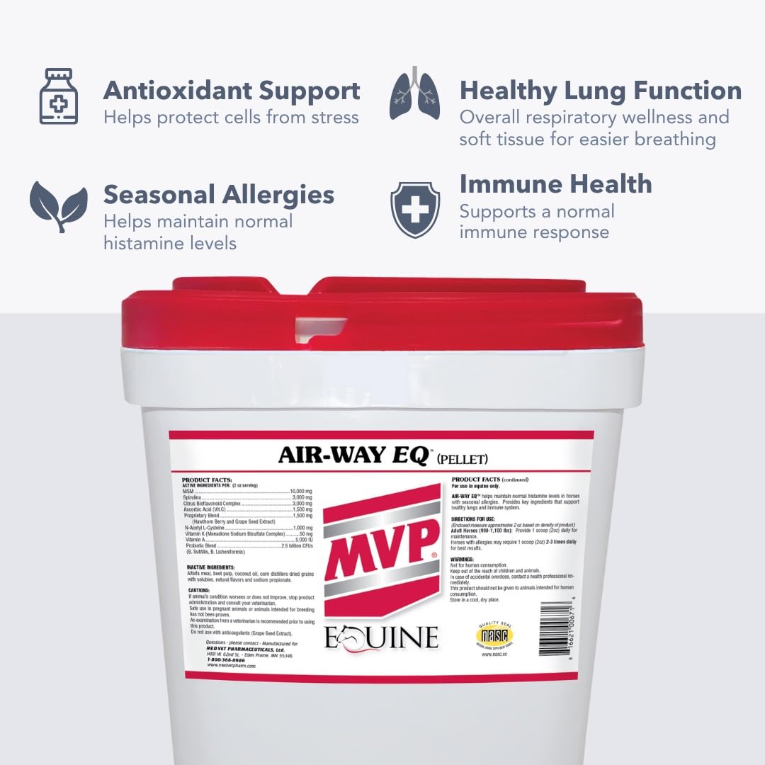 MVP Air-Way EQ Supports Healthy Lung Function and Seasonal Allergy Support in Horses, 5lb - 40 Servings - TrustMedUSA