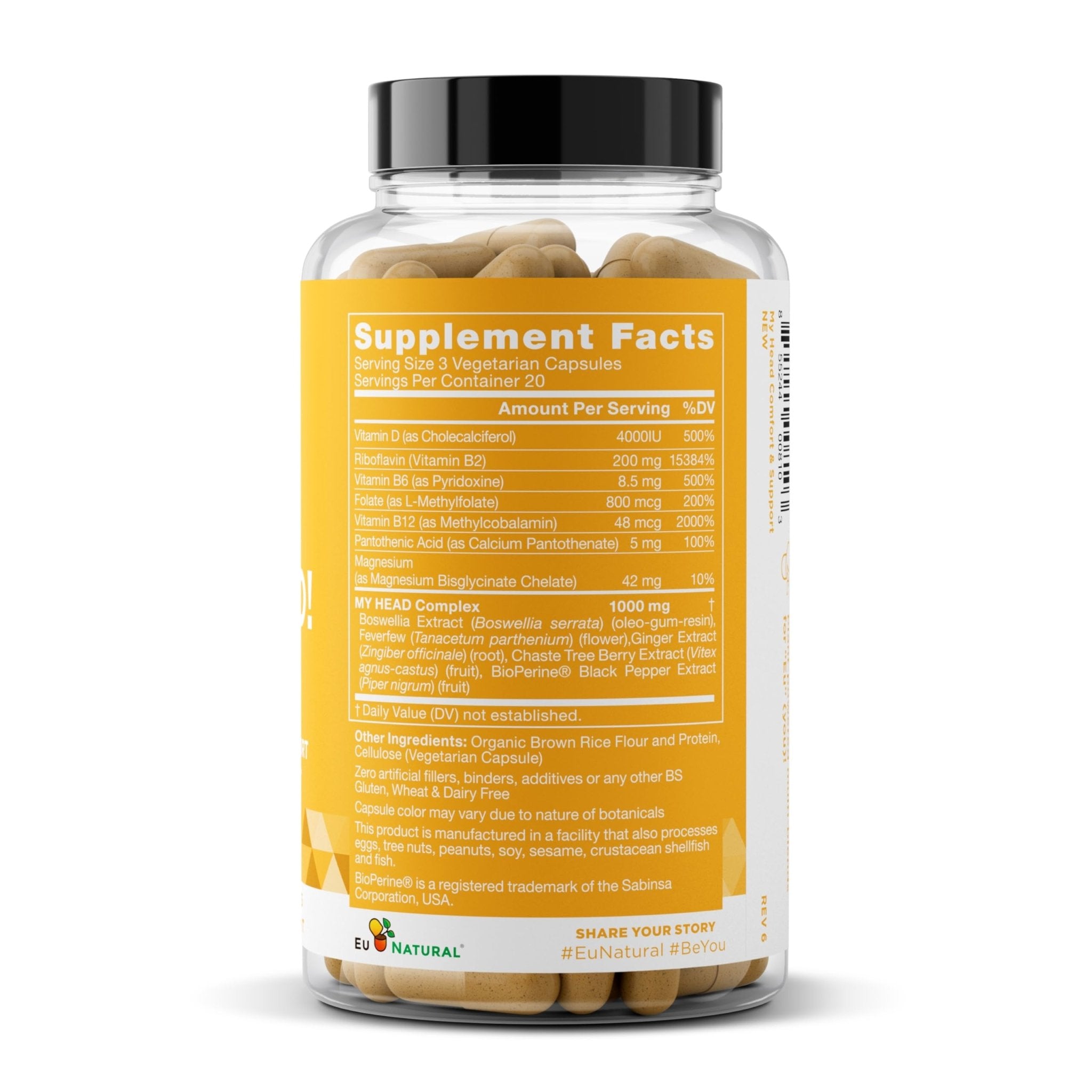 My Head! Headache Vitamins – Sensitivity, Tension, Comfort, Healthy Head Function for A Clear Mind – Fast acting Magnesium, Feverfew, Boswellia, Vitamin D, Ginger, & More – 60 Soft Capsules - TrustMedUSA