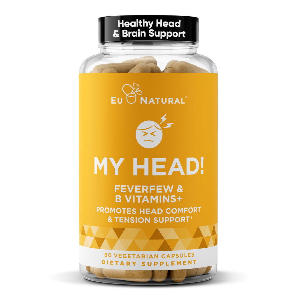 My Head! Headache Vitamins – Sensitivity, Tension, Comfort, Healthy Head Function for A Clear Mind – Fast acting Magnesium, Feverfew, Boswellia, Vitamin D, Ginger, & More – 60 Soft Capsules - TrustMedUSA