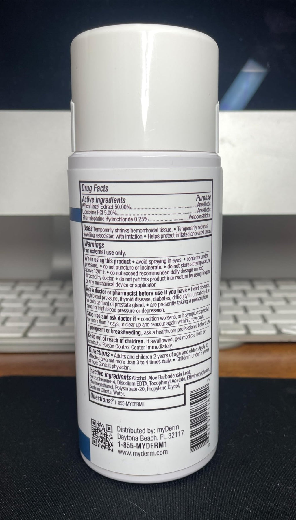 Myderm Medical Numbing Spray - 4.5oz - Maximum Strength 5% Lidocaine with Phenylephrine HCl and Witch Hazel - Fast-Acting Reliever with A Touch-Free Application - First Aid Supplies - Made in USA - TrustMedUSA