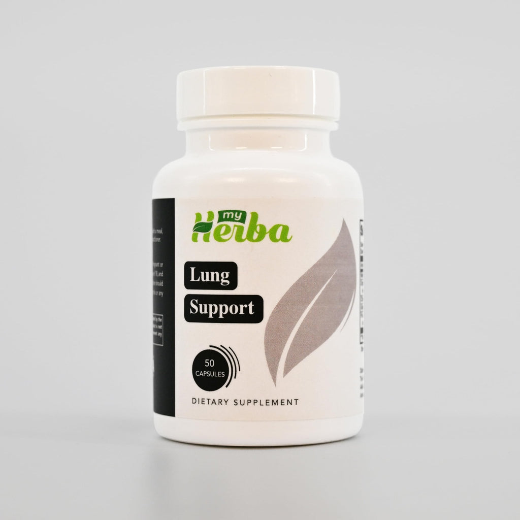 MyHerba Lung Support Supplement - Vegan Formula with Marshmallow Root, Chlorella, Ginkgo Biloba Leaf, Irish Sea Moss & PAU D’Arco - Deep Lung Cleanse, Detox and Immune Support for Adults, 50 Capsules - TrustMedUSA