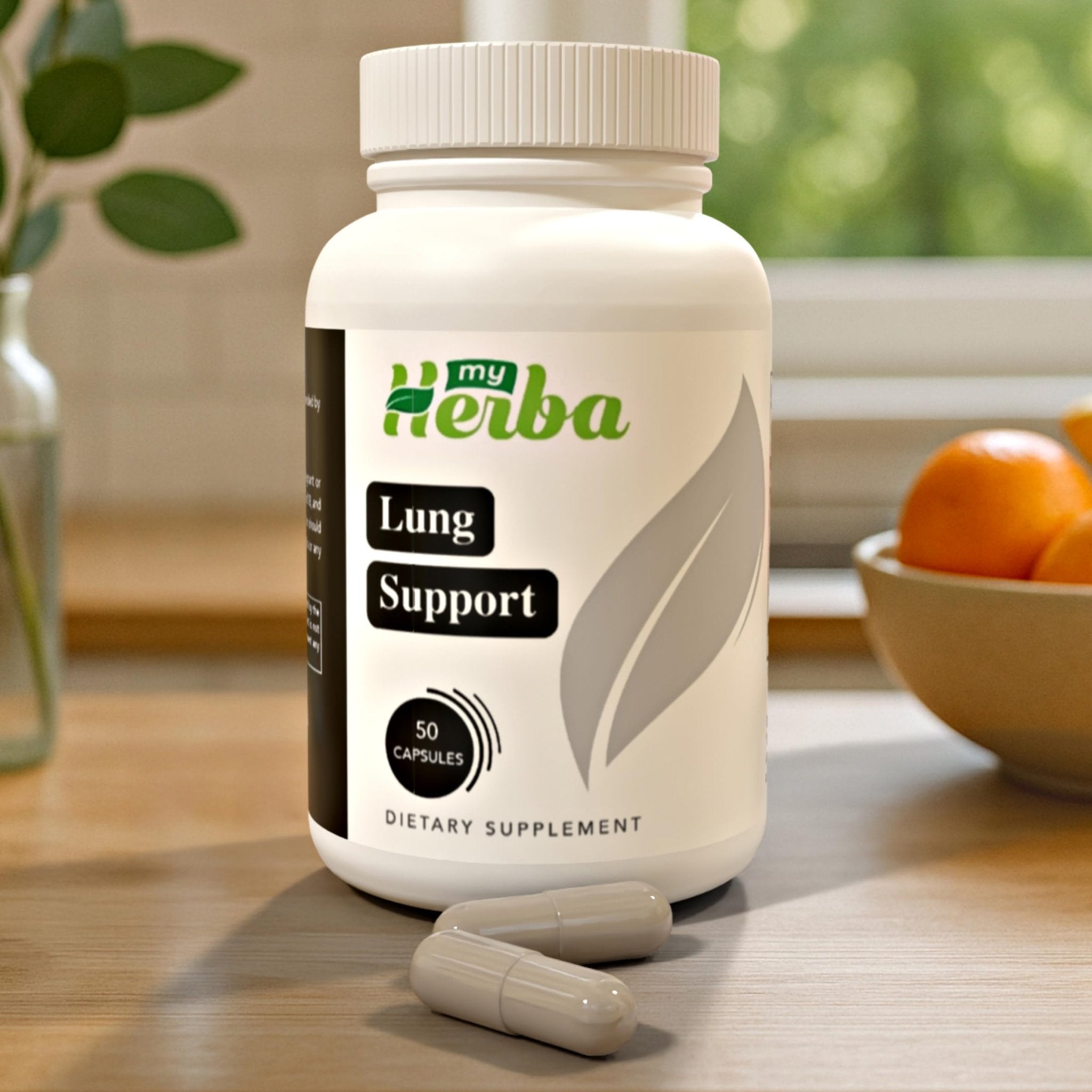 MyHerba Lung Support Supplement - Vegan Formula with Marshmallow Root, Chlorella, Ginkgo Biloba Leaf, Irish Sea Moss & PAU D’Arco - Deep Lung Cleanse, Detox and Immune Support for Adults, 50 Capsules - TrustMedUSA