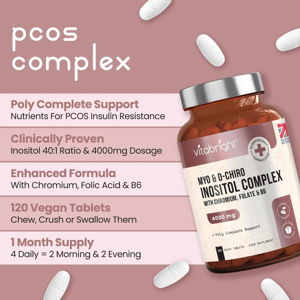 Myo and D-Chiro Inositol Complex - 4000mg per 4 Tablets - 120 Tablets (30 Day Supply) - TrustMedUSA