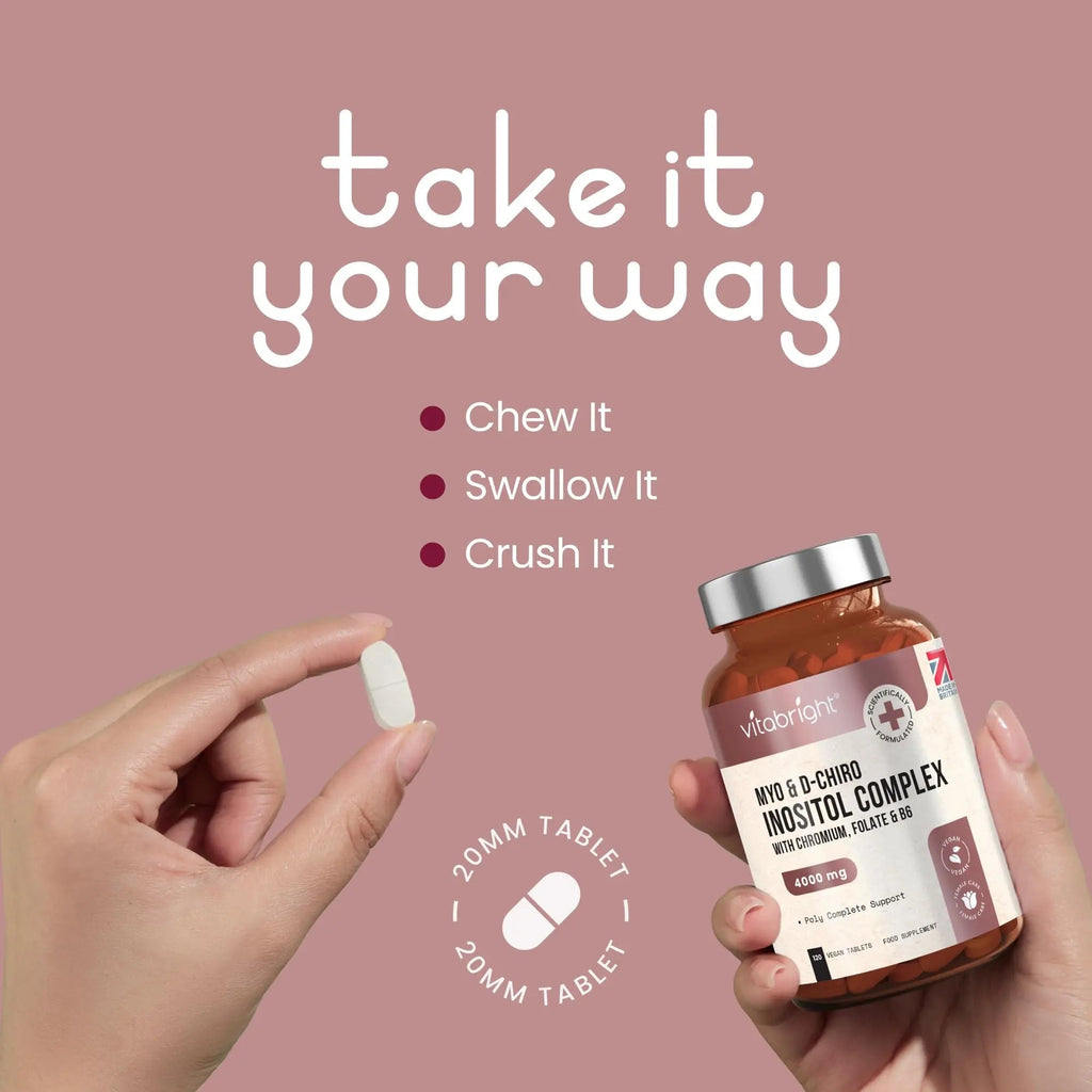 Myo and D-Chiro Inositol Complex - 4000mg per 4 Tablets - 120 Tablets (30 Day Supply) - TrustMedUSA