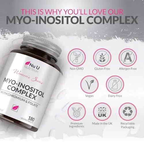 Myo-Inositol Complex 4000mg - 180 Vegan Tablets, 6 Weeks Supply - with 200ug Folate - TrustMedUSA