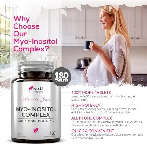 Myo-Inositol Complex 4000mg - 180 Vegan Tablets, 6 Weeks Supply - with 200ug Folate - TrustMedUSA