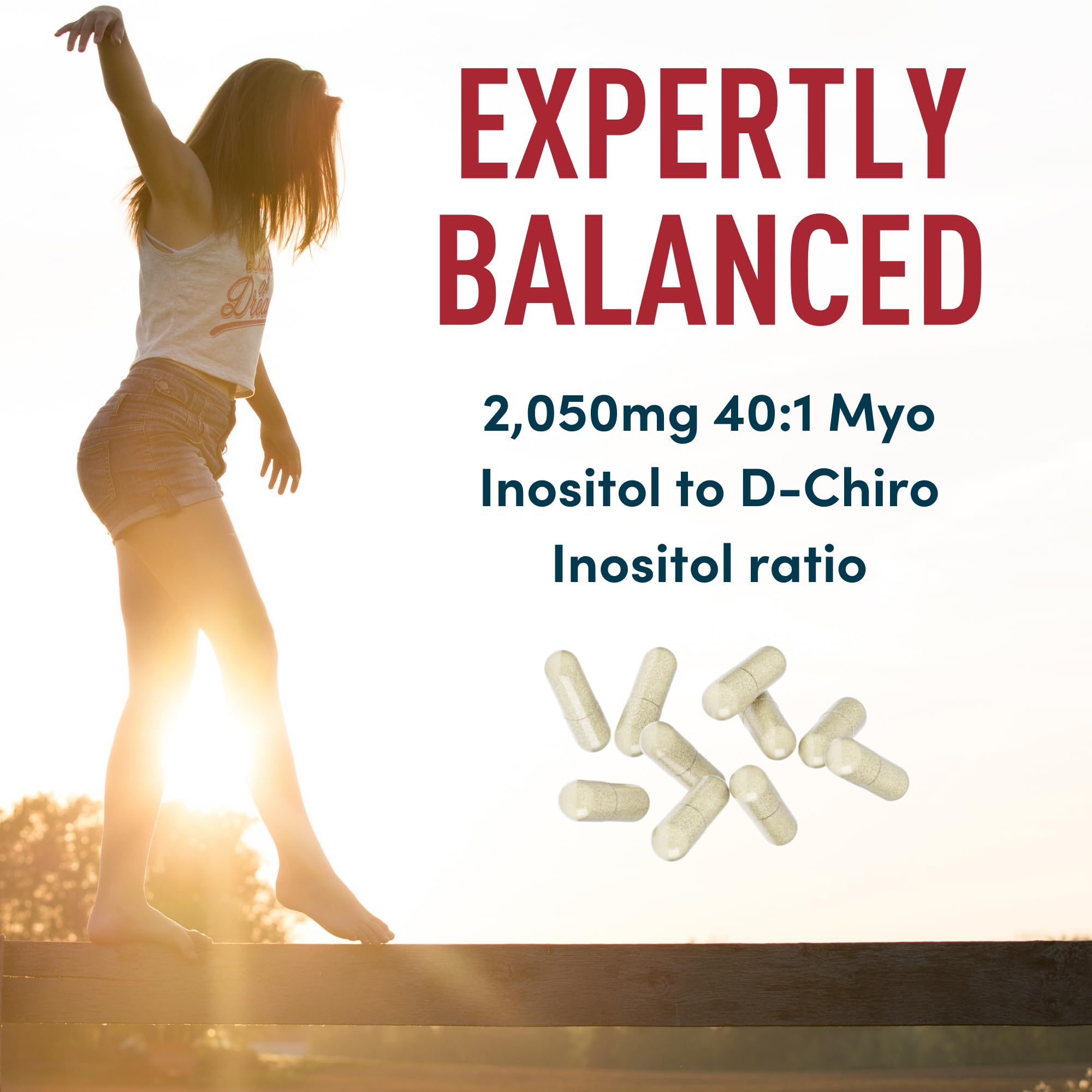 Myo-Inositol & D-Chiro Inositol 40:1 Ratio 2,000 mg - PCOS Supplements with Maca Root & Ashwagandha - Ovarian Health Support Vitamins - Hormone & Fertility Supplements for Women - 120 Vegan Caps - TrustMedUSA