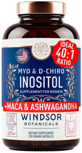 Myo-Inositol & D-Chiro Inositol 40:1 Ratio 2,000 mg - PCOS Supplements with Maca Root & Ashwagandha - Ovarian Health Support Vitamins - Hormone & Fertility Supplements for Women - 120 Vegan Caps - TrustMedUSA