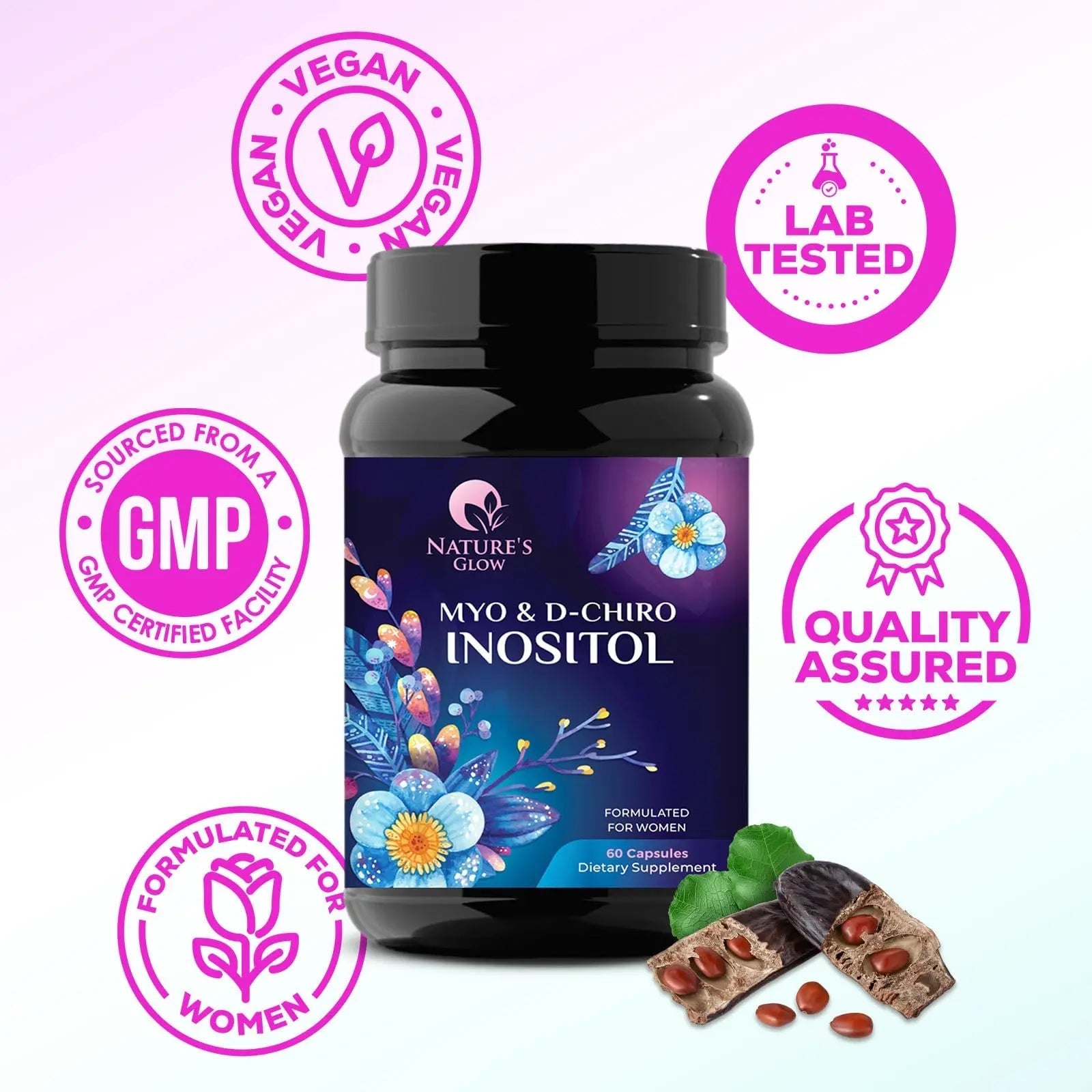 Myo-Inositol & D-Chiro Inositol Blend - 30 Day Supply, Premium 40:1 Ratio, Hormone Sup - TrustMedUSA