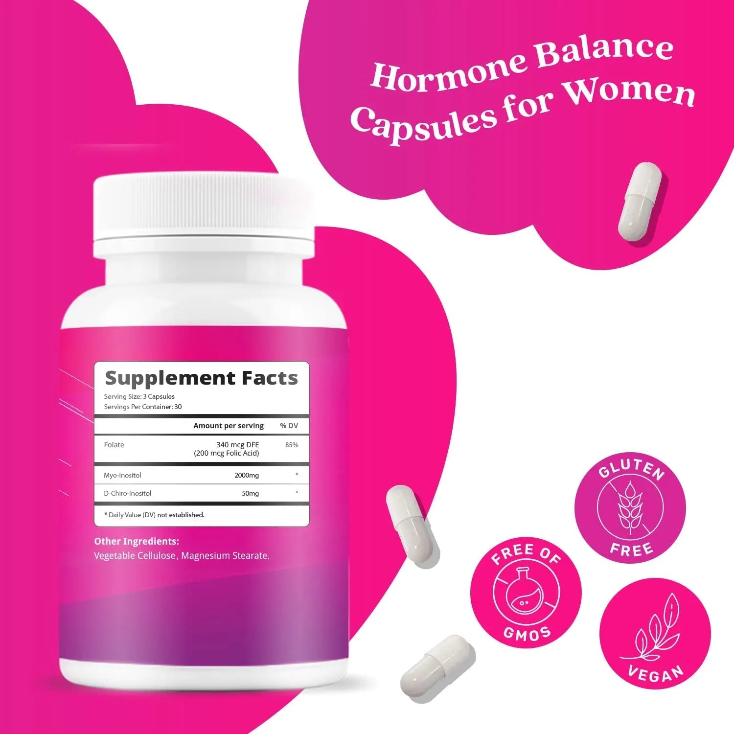 Myo-Inositol & D-Chiro Inositol Capsules with Folic Acid for PCOS | Prenatal Fertility - TrustMedUSA