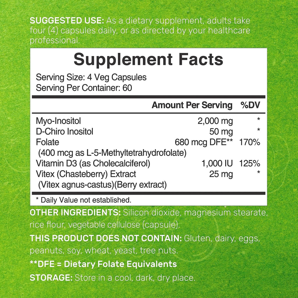 Myo-Inositol & D-Chiro Inositol Supplement (40:1) 2,050mg Per Serving, 240 Veggie Cap - TrustMedUSA