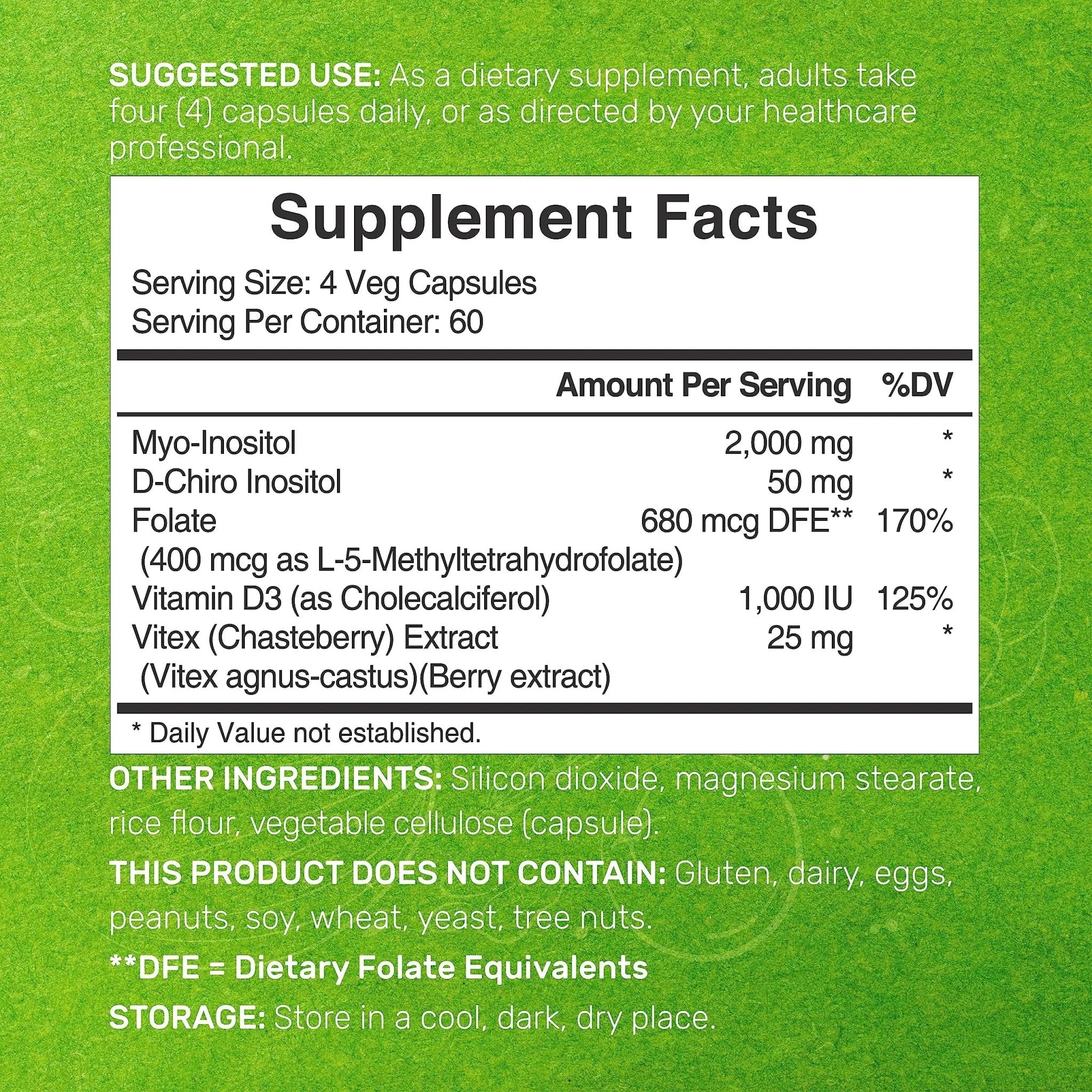 Myo-Inositol & D-Chiro Inositol Supplement (40:1) 2,050mg Per Serving, 240 Veggie Cap - TrustMedUSA