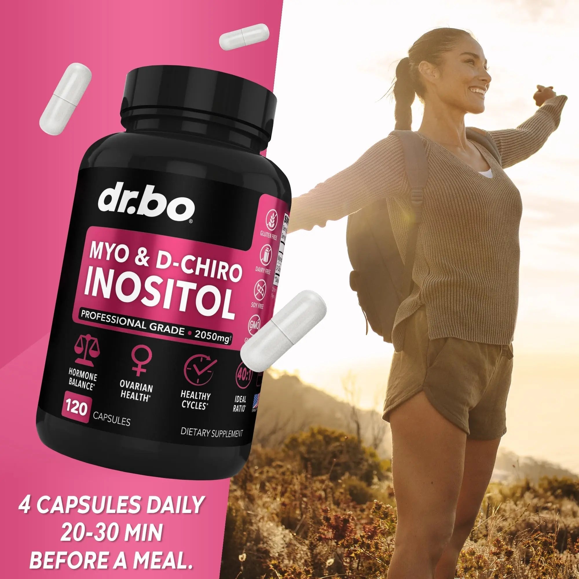 Myo-Inositol & D-Chiro Inositol Supplement Capsules - 40:1 Ratio Hormone Balance - TrustMedUSA