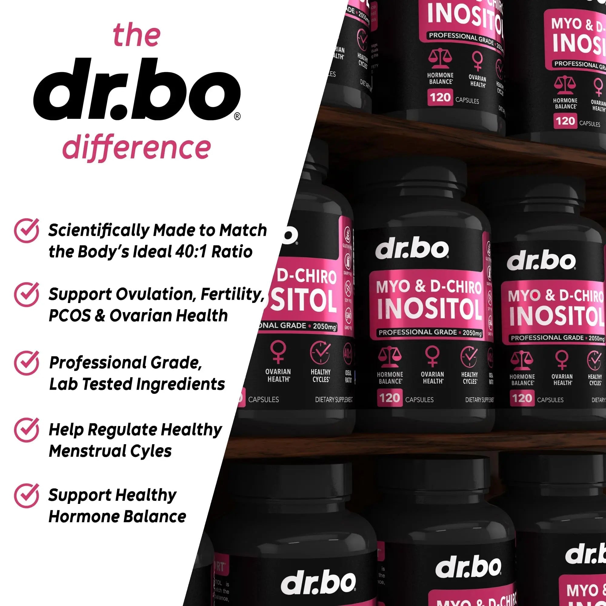 Myo-Inositol & D-Chiro Inositol Supplement Capsules - 40:1 Ratio Hormone Balance - TrustMedUSA