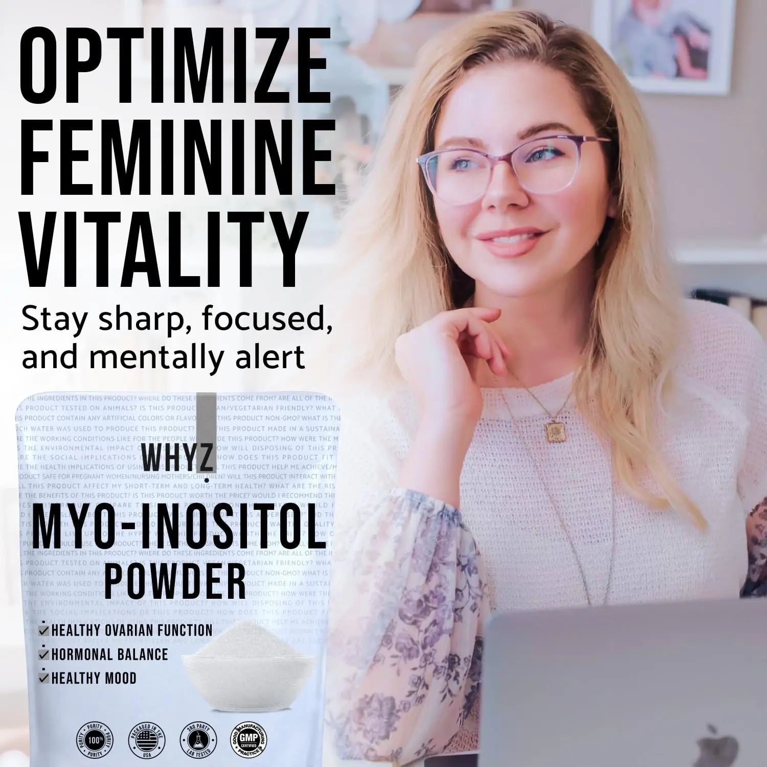 Myo-Inositol Powder 8oz, Natural Myo Inositol Supplement for Ovarian Support - TrustMedUSA