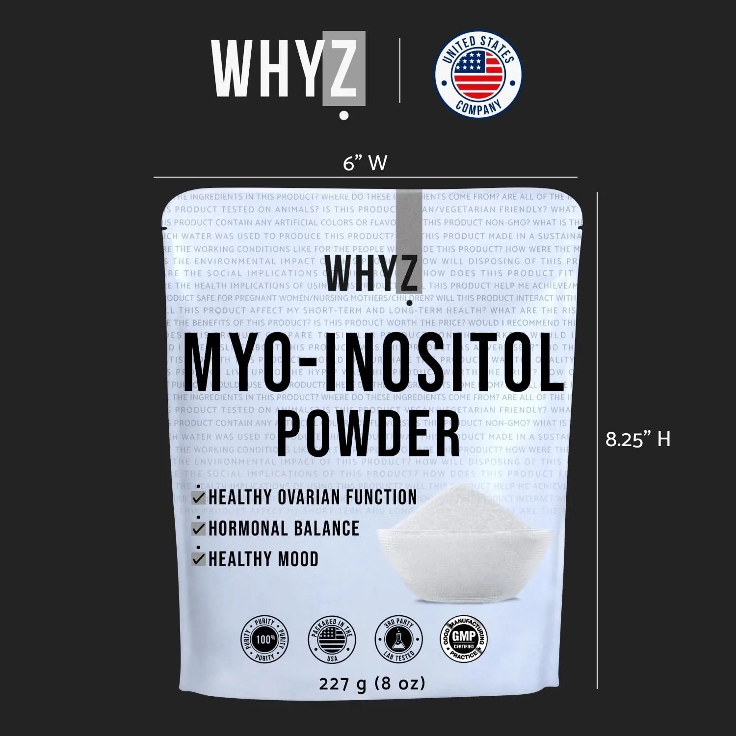 Myo-Inositol Powder 8oz, Natural Myo Inositol Supplement for Ovarian Support - TrustMedUSA