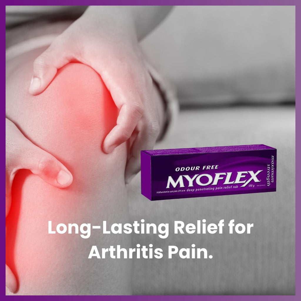 Myoflex Pain Relief Rub | Odourless | Provides Deep Penetrating Relief of Muscle Soreness & Joint Pain | Menthol Free | Stain Free | Non-Greasy | Great for Ages 2+ | 100 Grams (Maximum Strength) - TrustMedUSA