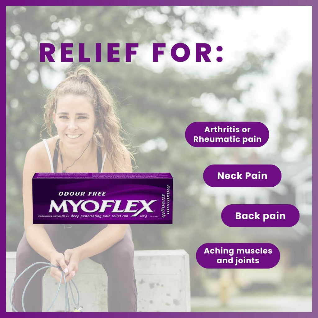 Myoflex Pain Relief Rub | Odourless | Provides Deep Penetrating Relief of Muscle Soreness & Joint Pain | Menthol Free | Stain Free | Non-Greasy | Great for Ages 2+ | 100 Grams (Maximum Strength) - TrustMedUSA