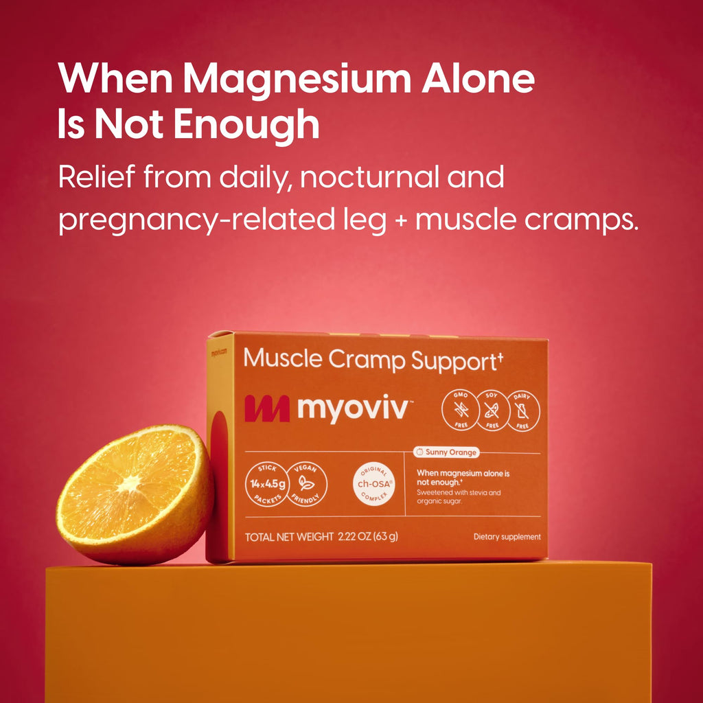 MYOVIV - Powerful Muscle Cramp Relief - 14 Packets (Trial Size), Sunny Orange Flavor - Muscle Cramp Support - Pregnancy & Lactation Safe - TrustMedUSA
