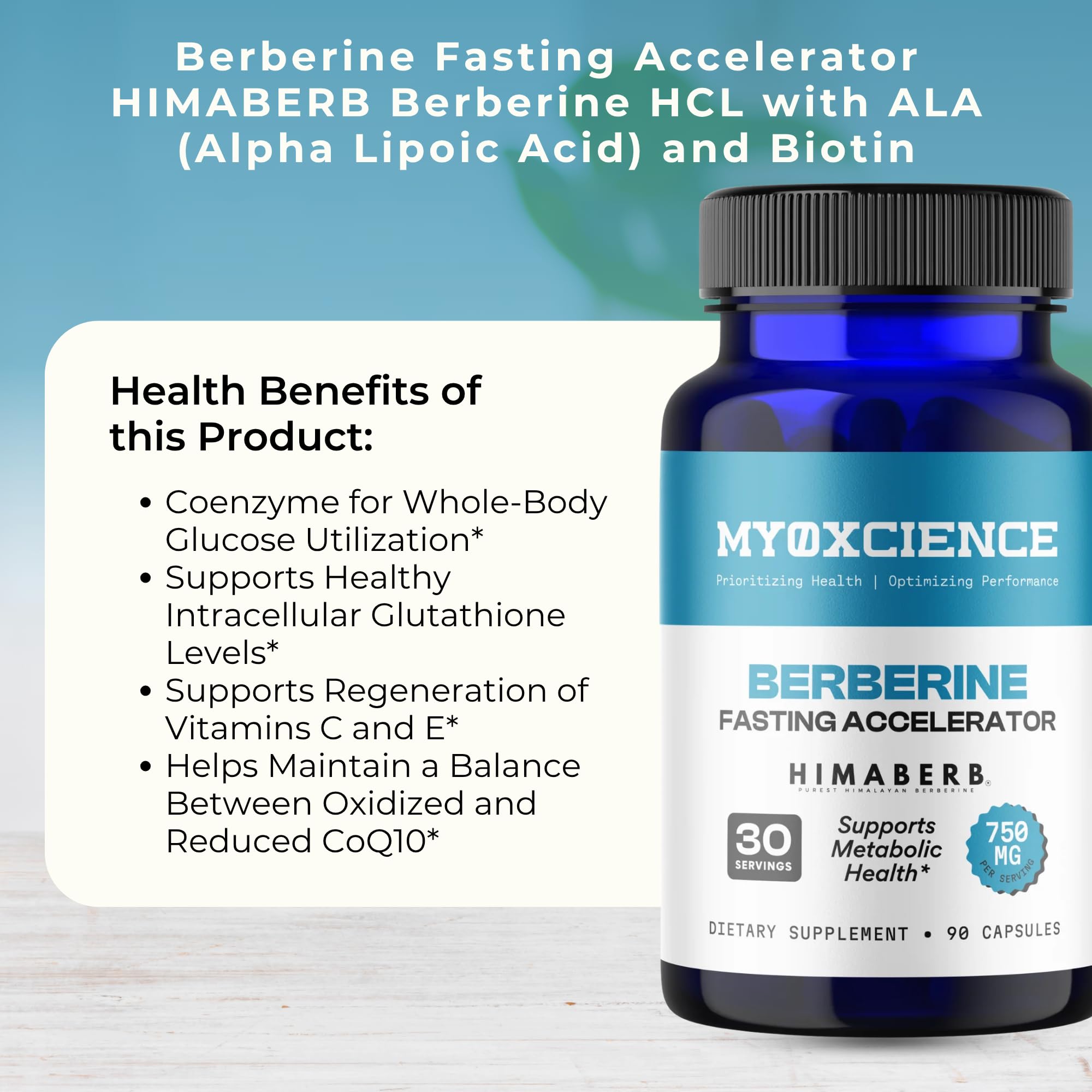 MYOXCIENCE Berberine Fasting Accelerator | Himaberb Berberine HCL with ALA (Alpha Lipoic Acid) and Biotin (90 Capsules) - Maple Wellness Supplements
