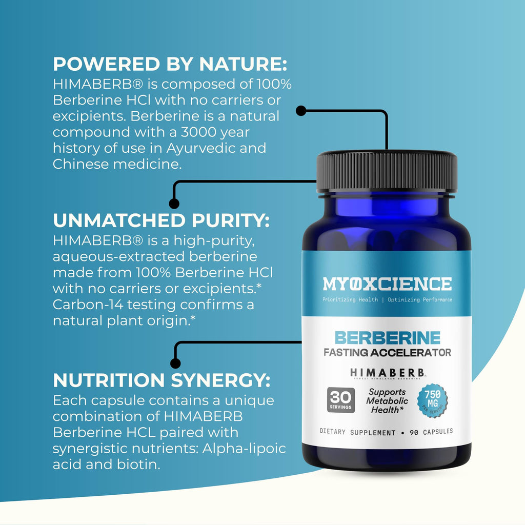 MYOXCIENCE Berberine Fasting Accelerator | Himaberb Berberine HCL with ALA (Alpha Lipoic Acid) and Biotin (90 Capsules) - Maple Wellness Supplements