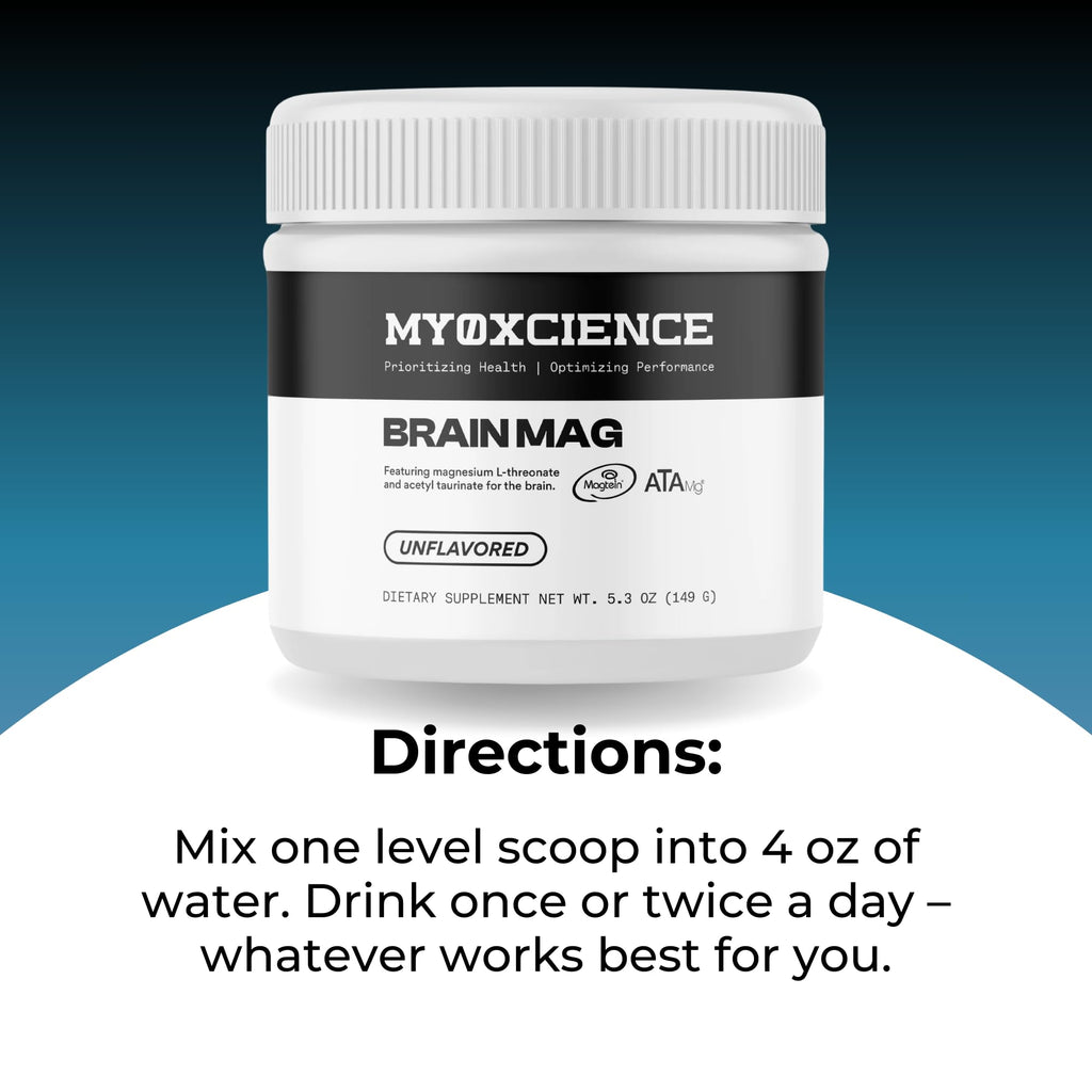 MYOXCIENCE Brain Mag | Magnesium L-Threonate Magtein & Magnesium Glycinate Powder (Unflavored) (60 Servings) - Maple Wellness Supplements