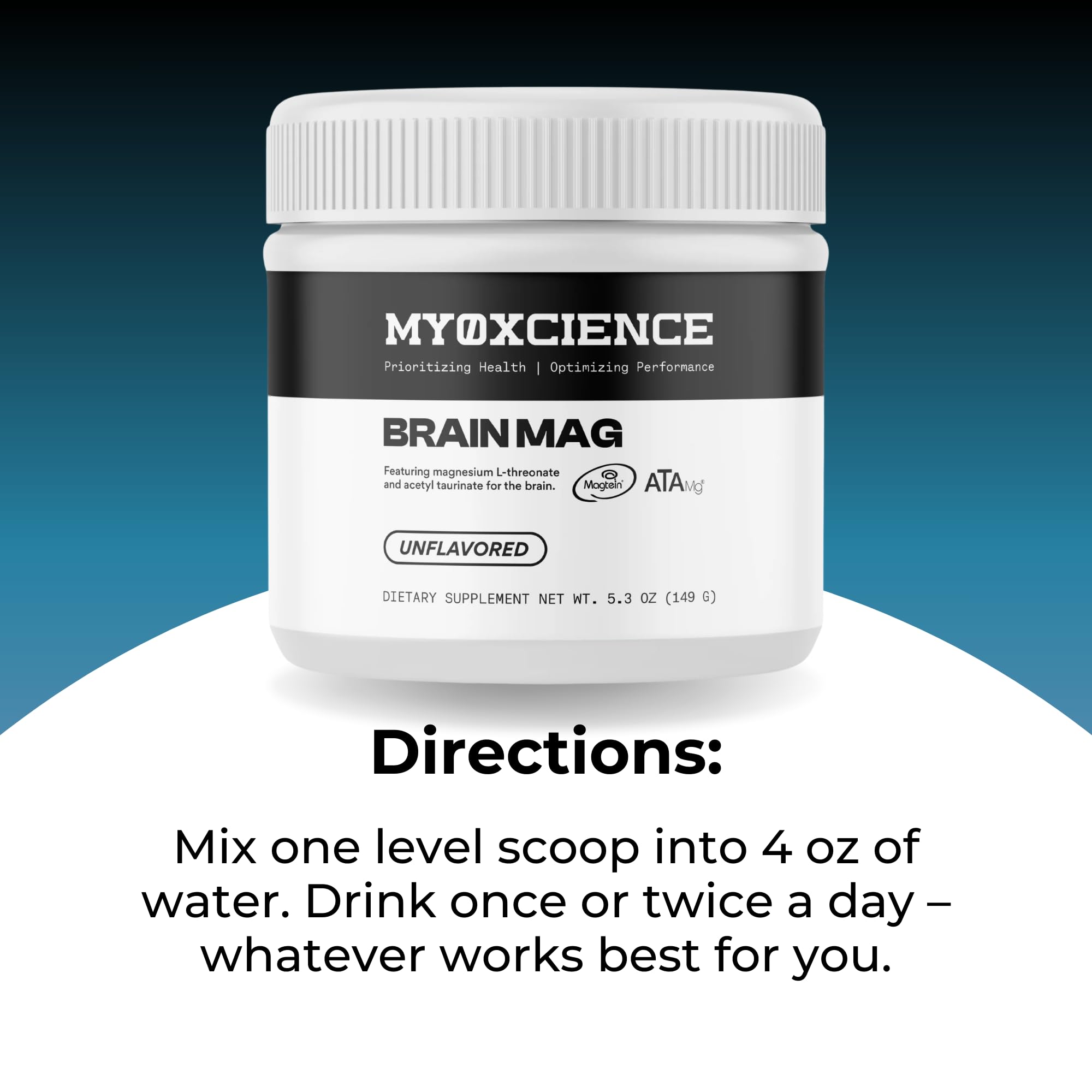 MYOXCIENCE Brain Mag | Magnesium L-Threonate Magtein & Magnesium Glycinate Powder (Unflavored) (60 Servings) - Maple Wellness Supplements