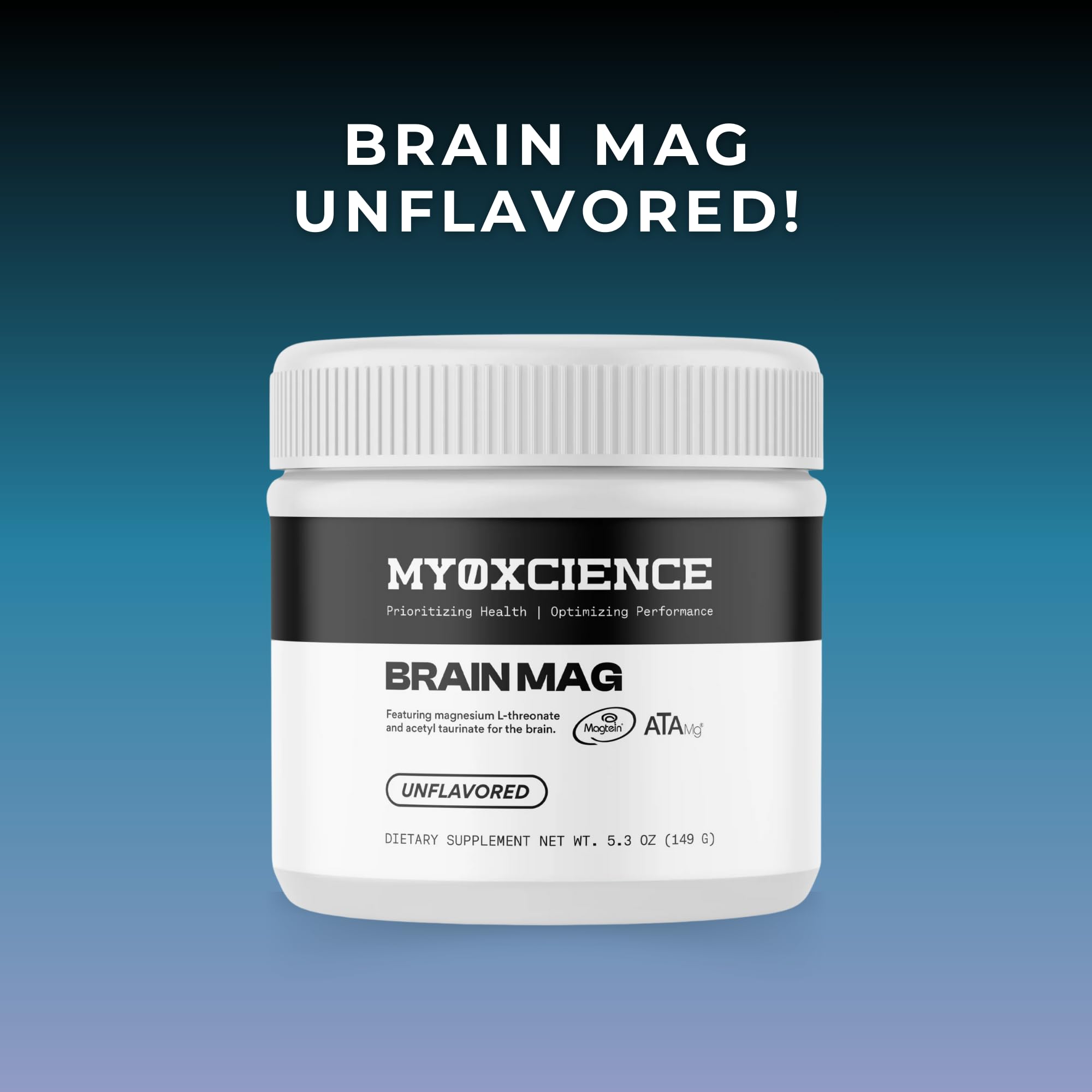 MYOXCIENCE Brain Mag | Magnesium L-Threonate Magtein & Magnesium Glycinate Powder (Unflavored) (60 Servings) - Maple Wellness Supplements